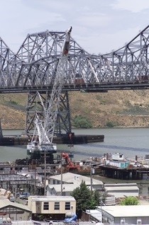 Construction of the westbound span of the Carquinez Bridge.