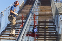 Construction of the westbound span of the Carquinez Bridge.