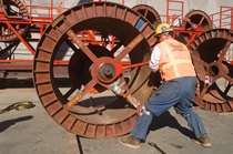 Construction of the westbound span of the Carquinez Bridge.