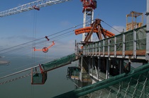 Construction of the westbound span of the Carquinez Bridge.