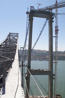 Construction of the westbound span of the Carquinez Bridge.