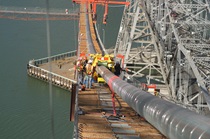 Construction of the westbound span of the Carquinez Bridge.