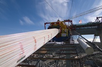 Construction of the westbound span of the Carquinez Bridge.