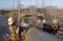 Construction of the westbound span of the Carquinez Bridge.