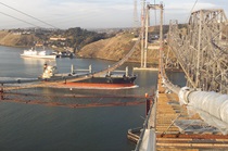 Construction of the westbound span of the Carquinez Bridge.