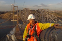 Construction of the westbound span of the Carquinez Bridge.