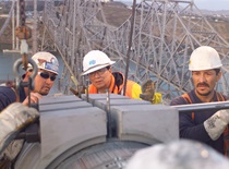 Construction of the westbound span of the Carquinez Bridge.