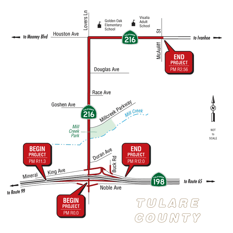 Graphic depicting the project location in Visalia