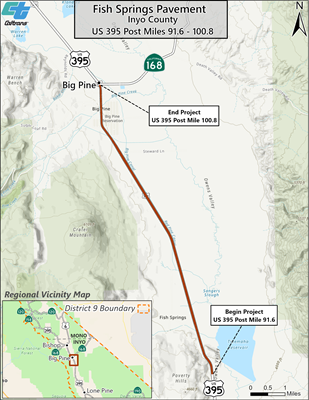 Map showing boundaries of Fish Springs Pavement