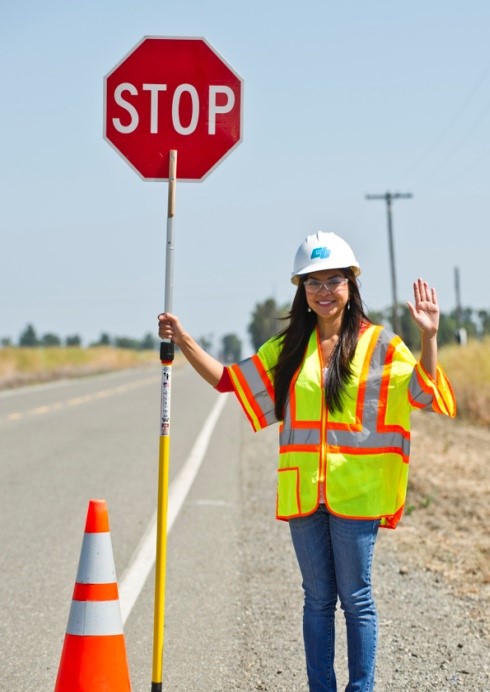 Flagging operator stopping traffic