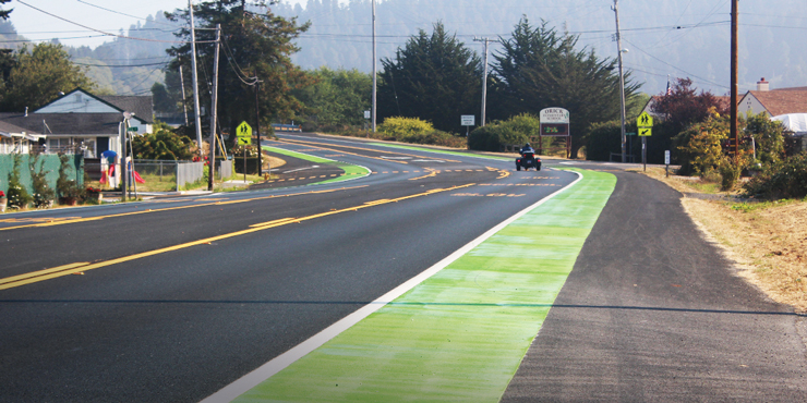 Photo of a bike lane along side of highway