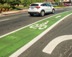 Photo of a newly-created dedicated bicycle lane